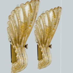 Discount Pamono Shell Wall Lights in Murano Glass by Barovier and Toso, 1969, Set of 2