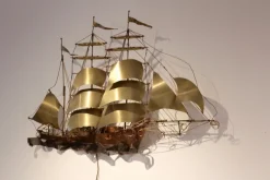 Discount Pamono Ship Wall Light in Solid Copper & Brass by Daniel d'Haeseleer, 1970s