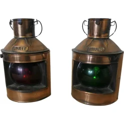 Best Pamono Ships Copper Port and Starboard Lights, 1930s, Set of 2