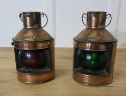 Best Pamono Ships Copper Port and Starboard Lights, 1930s, Set of 2