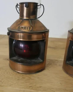 Best Pamono Ships Copper Port and Starboard Lights, 1930s, Set of 2