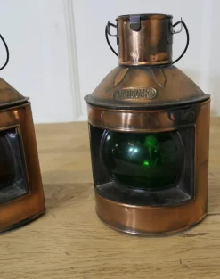 Best Pamono Ships Copper Port and Starboard Lights, 1930s, Set of 2