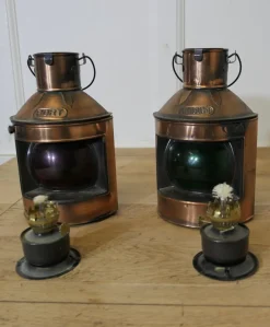 Best Pamono Ships Copper Port and Starboard Lights, 1930s, Set of 2