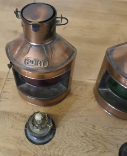Best Pamono Ships Copper Port and Starboard Lights, 1930s, Set of 2