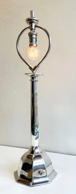 Pamono Silvered Bronze Table Lamp Orient Express by René Prou, 1920s