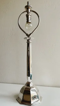 Pamono Silvered Bronze Table Lamp Orient Express by René Prou, 1920s