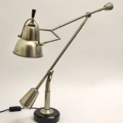 Pamono Silvered Desk Lamp by Edouard-Wilfred Buquet, France, 1930s
