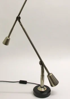 Pamono Silvered Desk Lamp by Edouard-Wilfred Buquet, France, 1930s