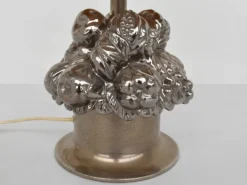 Pamono Silver-Glazed Ceramic Table Lamp by Ugo Zaccagnini, Italy, 1970s