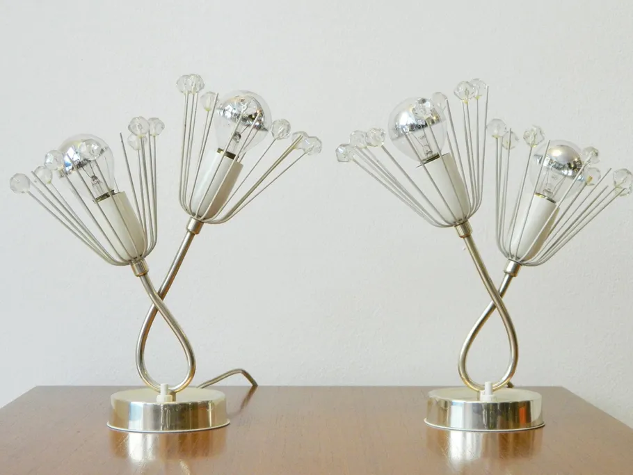 Discount Pamono Silver-Plated Bedside Lamps by Rupert Nikoll, 1960s, Set of 2