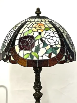 New Pamono Single Brass Tiffany Shade Floor Lamp from Unbekannt, 1950s