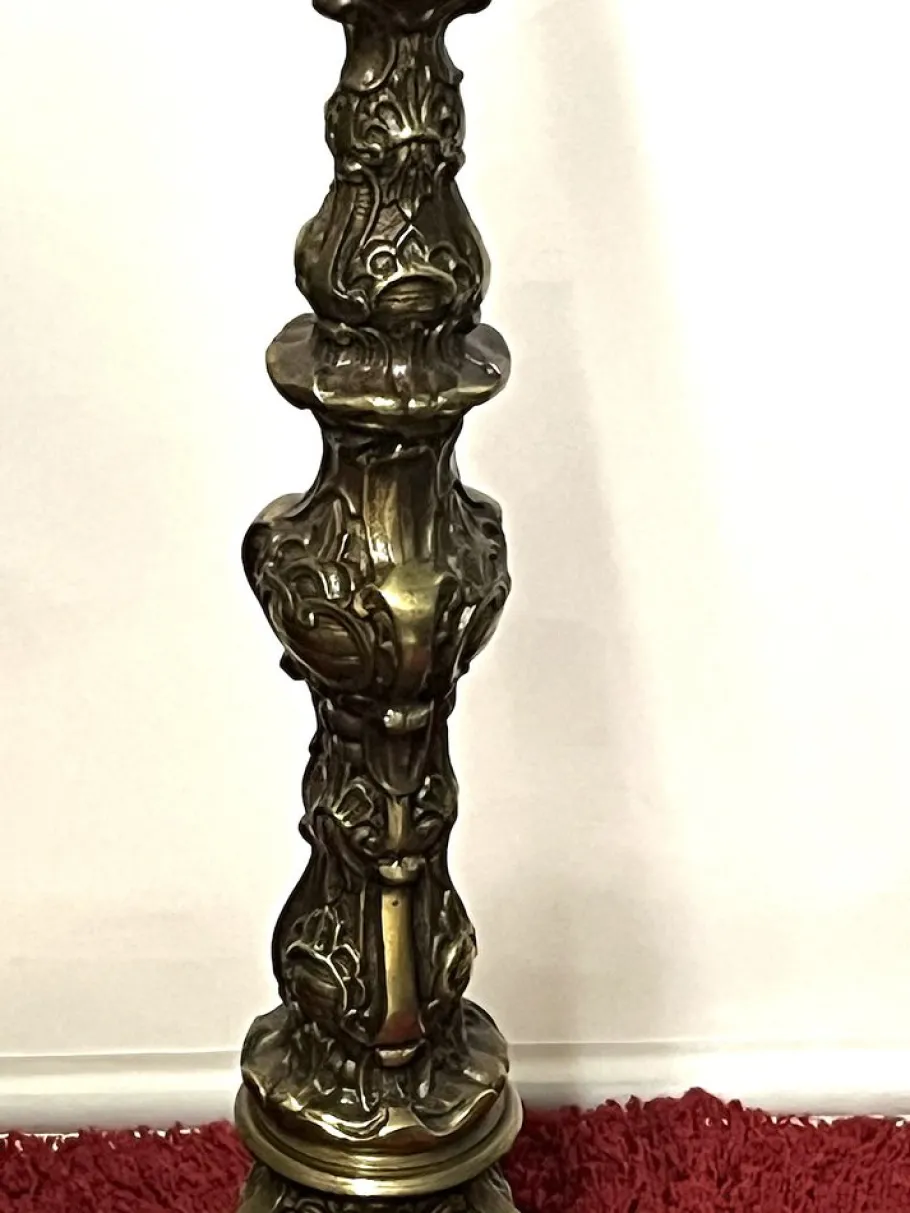 New Pamono Single Brass Tiffany Shade Floor Lamp from Unbekannt, 1950s