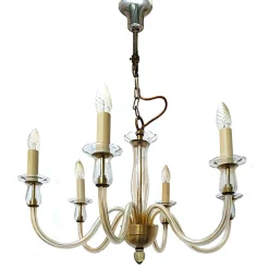 Sale Pamono Six-Arm Murano Glass Chandelier, 1960s