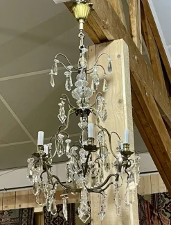 Discount Pamono Six-Light Chandelier in Bronze and Cut Crystal