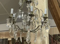 Discount Pamono Six-Light Chandelier in Bronze and Cut Crystal