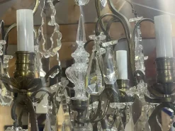 Discount Pamono Six-Light Chandelier in Bronze and Cut Crystal