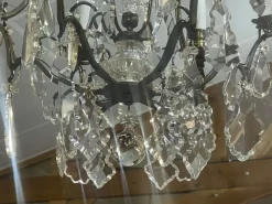 Discount Pamono Six-Light Chandelier in Bronze and Cut Crystal