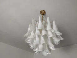 Clearance Pamono Six-Light Murano Glass Petal Chandeliers, 1970s, Set of 2