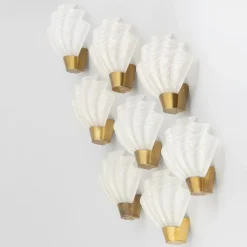 Best Pamono Skandia Coquille Brass and Glass Wall Lamp by Asea, 1940