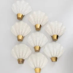 Best Pamono Skandia Coquille Brass and Glass Wall Lamp by Asea, 1940