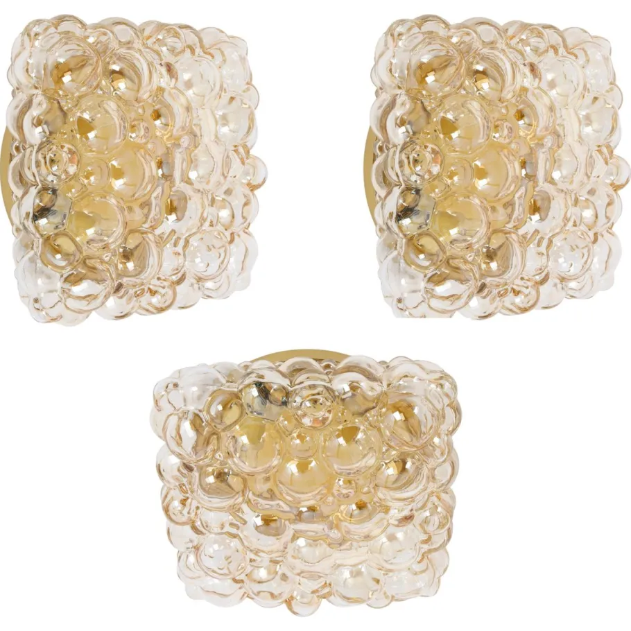 Discount Pamono Small Amber Bubble Glass Sconce by Helena Tynell for Limburg, Germany, 1960s