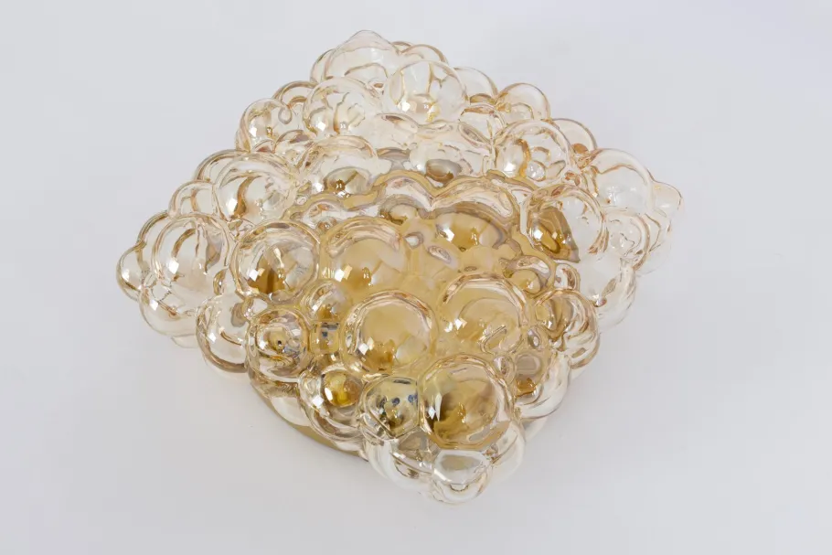 Discount Pamono Small Amber Bubble Glass Sconce by Helena Tynell for Limburg, Germany, 1960s