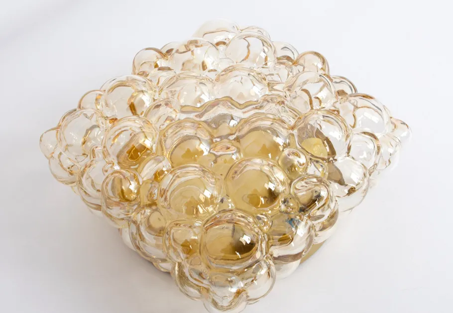 Discount Pamono Small Amber Bubble Glass Sconce by Helena Tynell for Limburg, Germany, 1960s