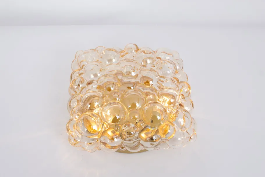 Discount Pamono Small Amber Bubble Glass Sconce by Helena Tynell for Limburg, Germany, 1960s