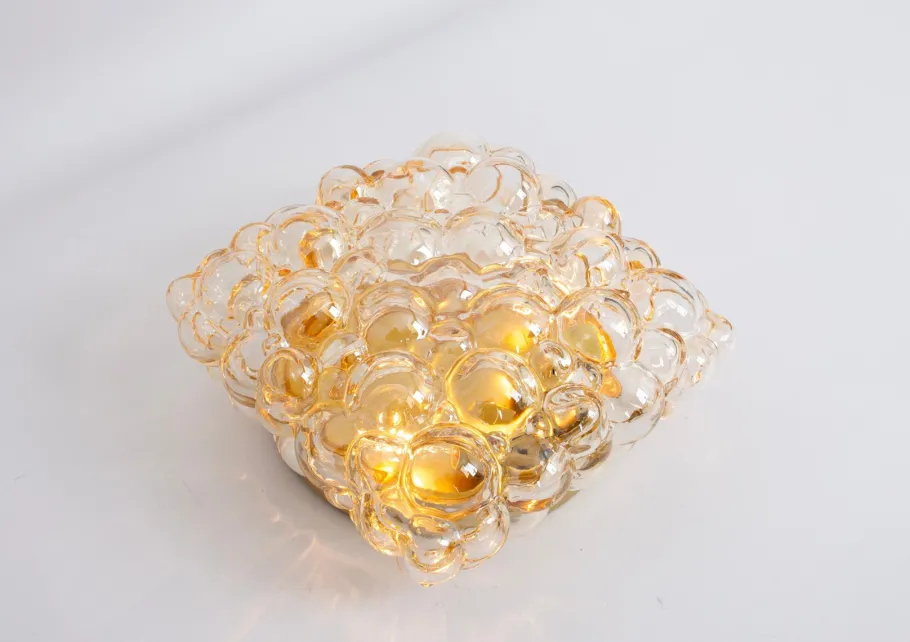 Discount Pamono Small Amber Bubble Glass Sconce by Helena Tynell for Limburg, Germany, 1960s