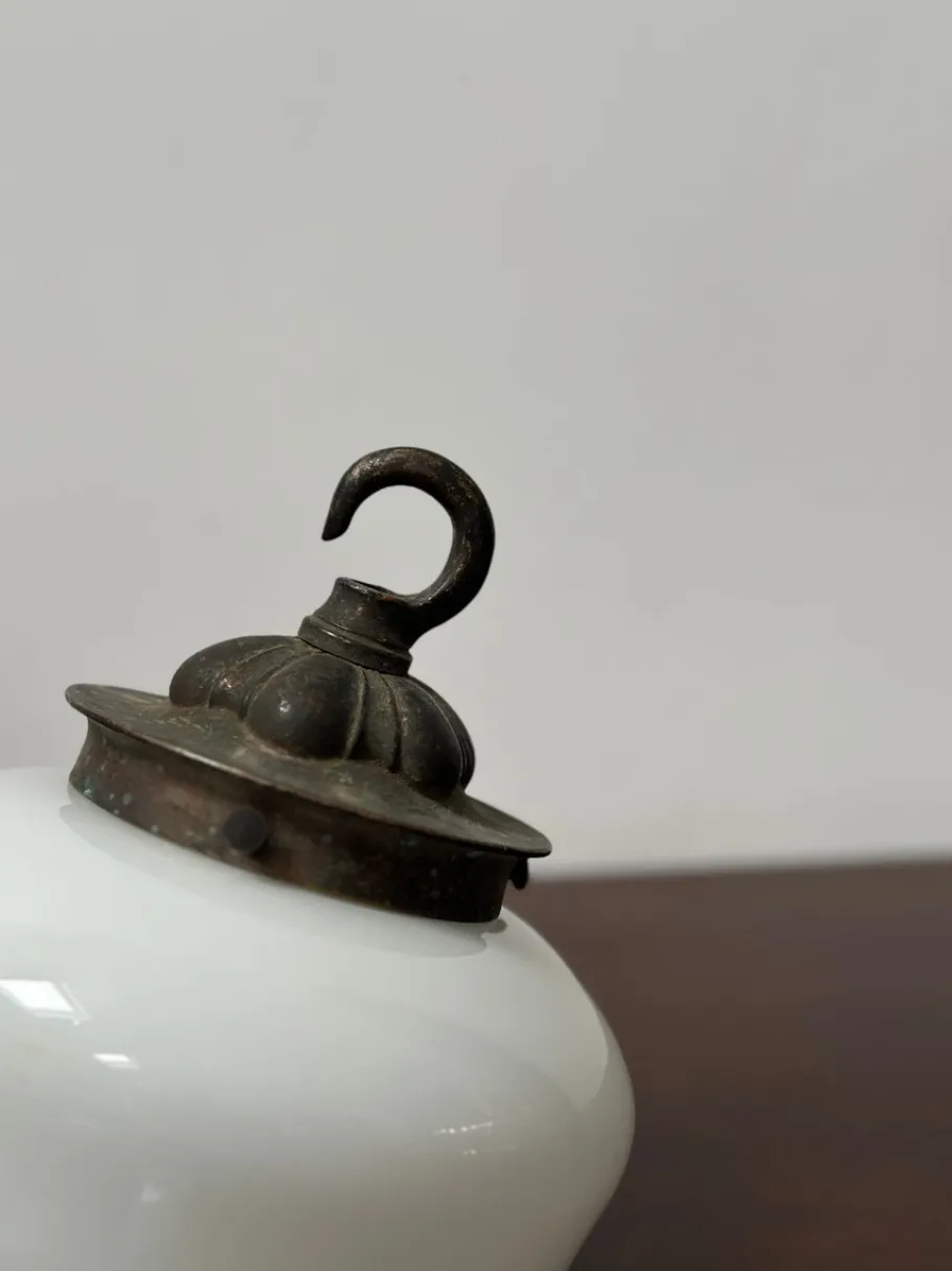 Discount Pamono Small English Opaline Milk Glass Church Pendant, 1920s