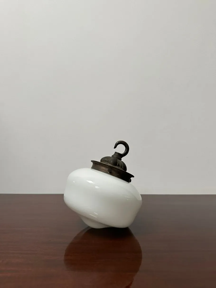 Discount Pamono Small English Opaline Milk Glass Church Pendant, 1920s