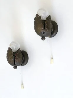 Best Pamono Small Mid-Century Brass Flower Bud Sconces, Germany, 1950s, Set of 2