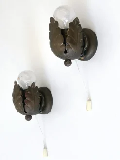 Best Pamono Small Mid-Century Brass Flower Bud Sconces, Germany, 1950s, Set of 2