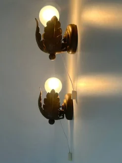 Best Pamono Small Mid-Century Brass Flower Bud Sconces, Germany, 1950s, Set of 2