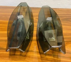 Clearance Pamono Smoked Glass Wall Lamps with Chrome Inserts from Fontana Arte, Set of 2