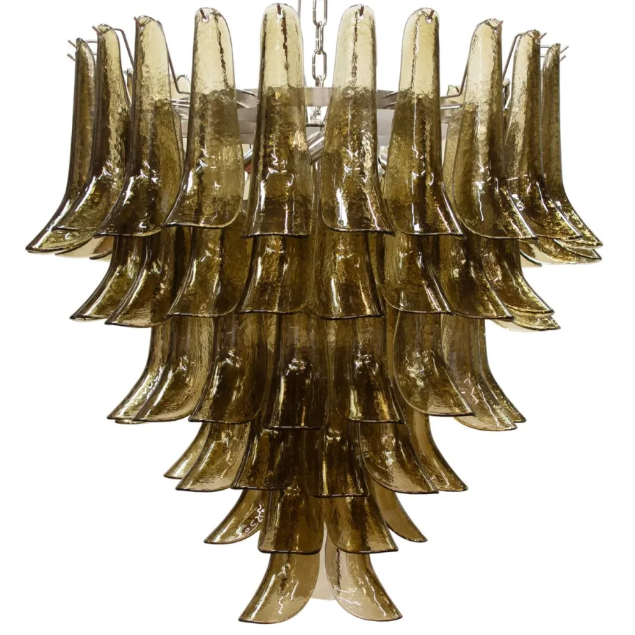 Clearance Pamono Smoky Murano Glass Petal Chandelier, 2010s