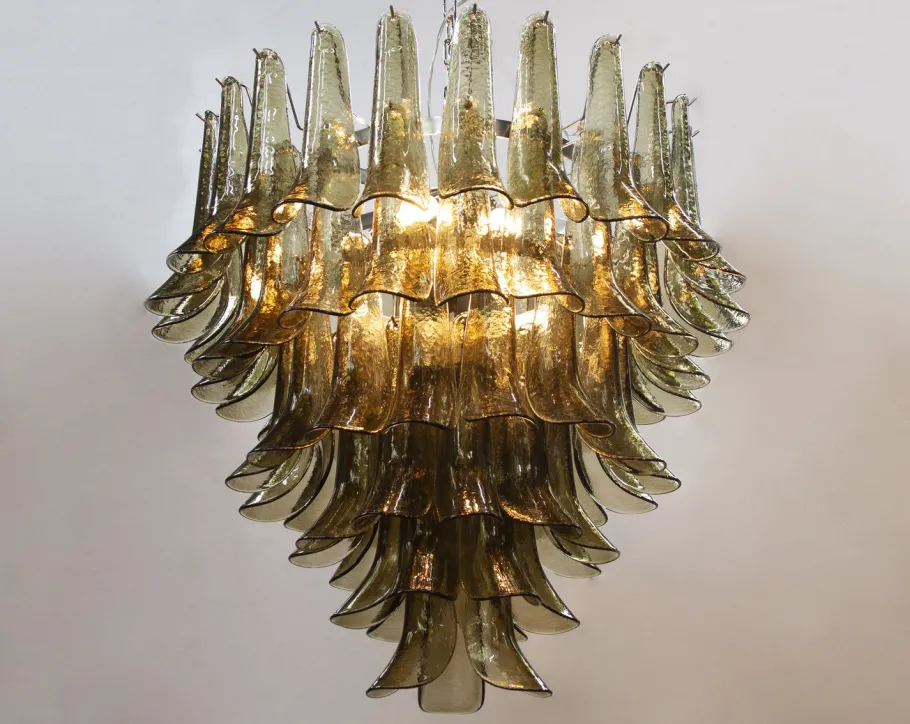 Clearance Pamono Smoky Murano Glass Petal Chandelier, 2010s