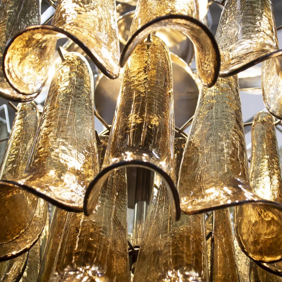 Clearance Pamono Smoky Murano Glass Petal Chandelier, 2010s