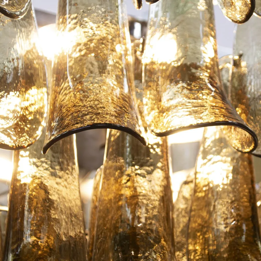 Clearance Pamono Smoky Murano Glass Petal Chandelier, 2010s