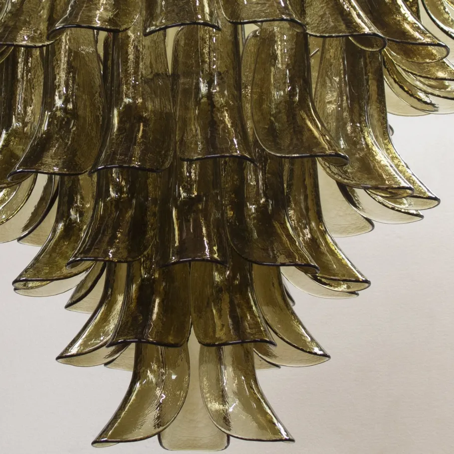 Clearance Pamono Smoky Murano Glass Petal Chandelier, 2010s