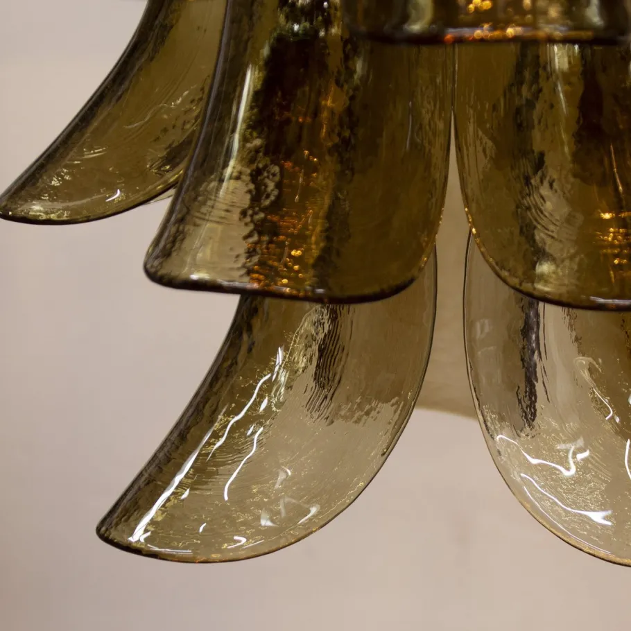 Clearance Pamono Smoky Murano Glass Petal Chandelier, 2010s