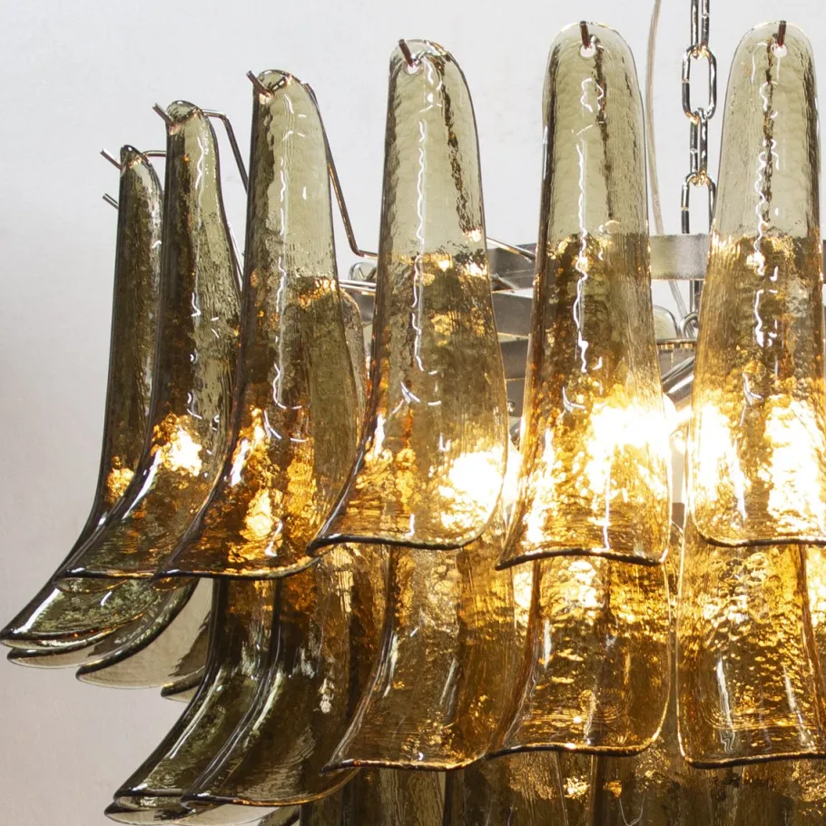 Clearance Pamono Smoky Murano Glass Petal Chandelier, 2010s