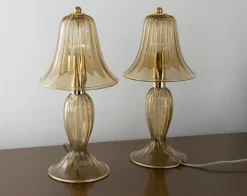 Pamono Smoky Murano Glass Table Lamps, Italy, 1990s, Set of 2