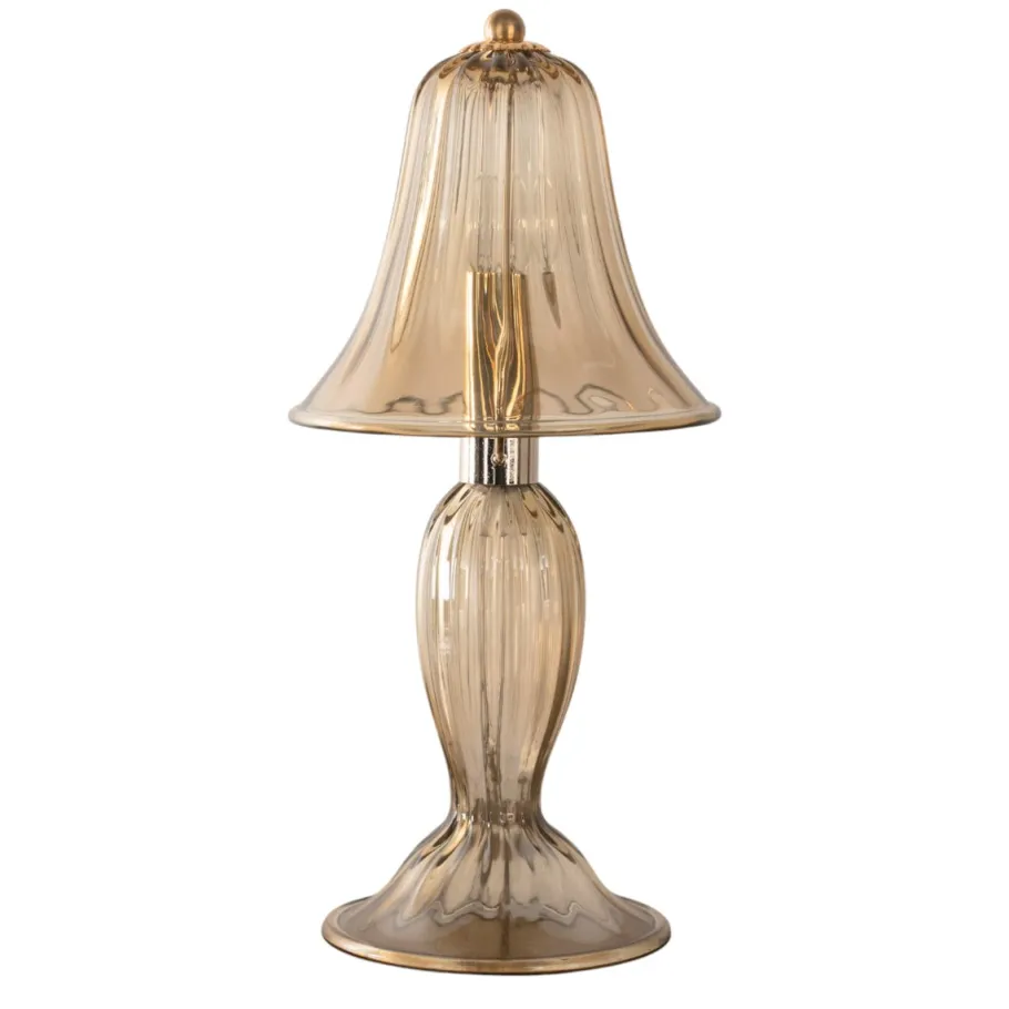 Outlet Pamono Smoky Murano Glass Table Lamp, Italy, 1990s