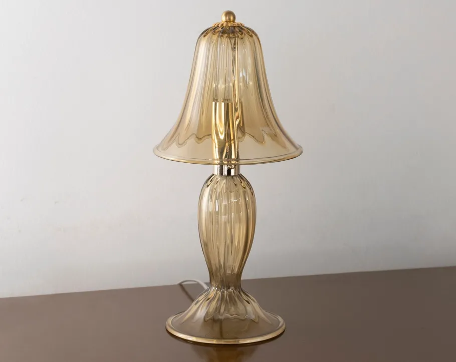 Outlet Pamono Smoky Murano Glass Table Lamp, Italy, 1990s