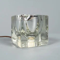 Outlet Pamono Solid Glass Ice Cube Table Lamp from Peill & Putzler, 1970s