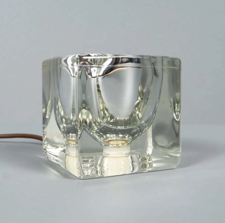 Outlet Pamono Solid Glass Ice Cube Table Lamp from Peill & Putzler, 1970s