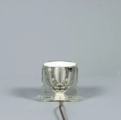 Outlet Pamono Solid Glass Ice Cube Table Lamp from Peill & Putzler, 1970s