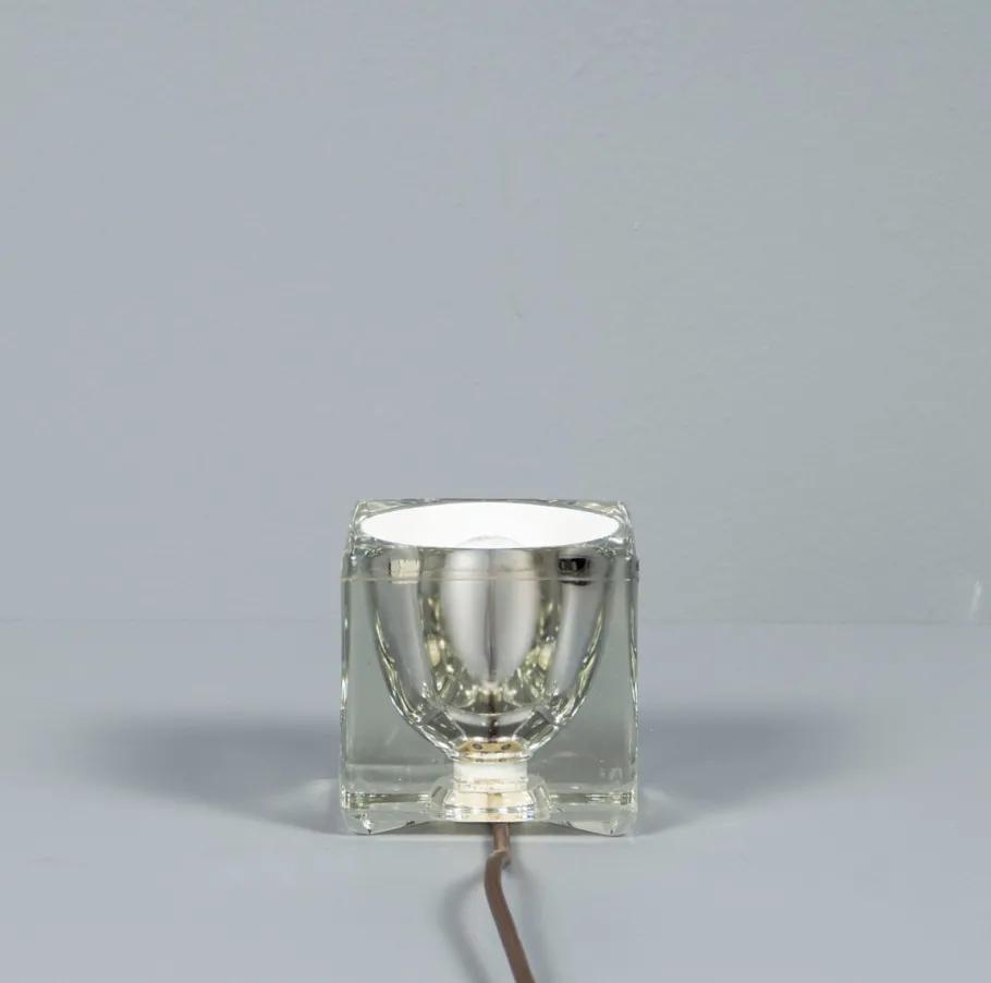Outlet Pamono Solid Glass Ice Cube Table Lamp from Peill & Putzler, 1970s