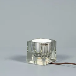 Outlet Pamono Solid Glass Ice Cube Table Lamp from Peill & Putzler, 1970s